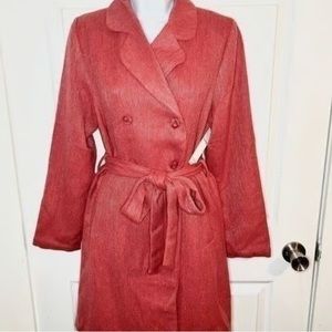 Aura On a High Note Coat Tie Waist Double Breasted Porcelain Rose Pink M (6)